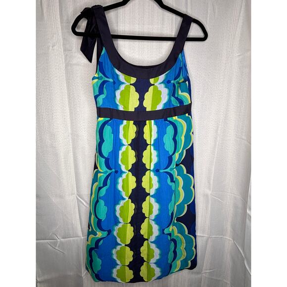 NWT Donna Morgan Dress Women's Size 8 Sleeveless Midi Blue Green Bow on Shoulder - Picture 2 of 6